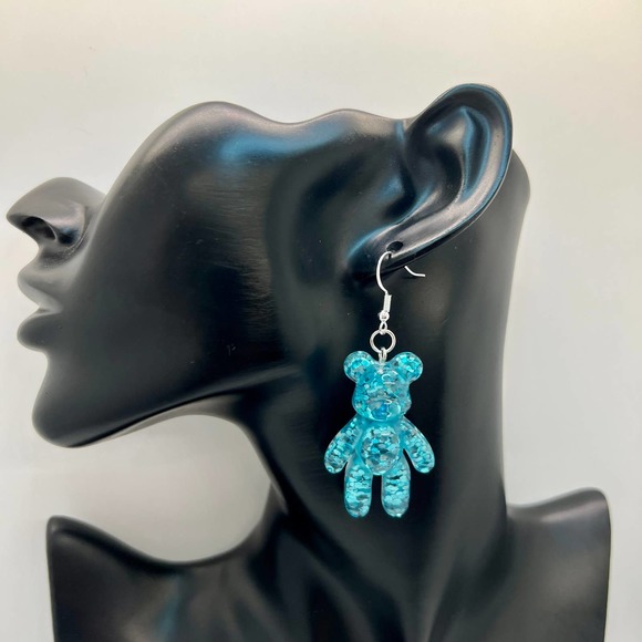 Large Gummy Bear Earrings - Statement Earrings - Novelty Earrings - Metallic - Picture 8 of 10